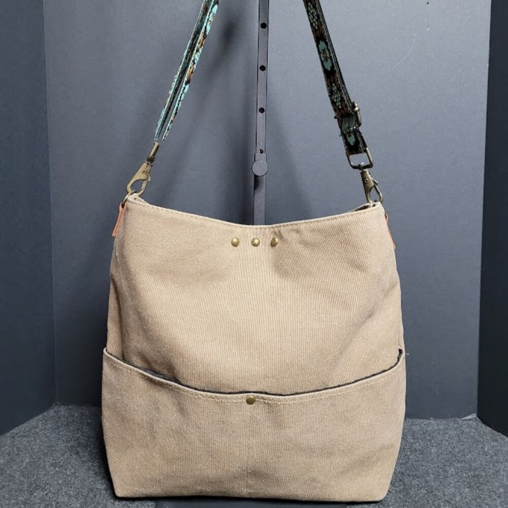 Pretty Simple Brand Slouchy Hobo Crossbody Bag w/ Tapestry Strap